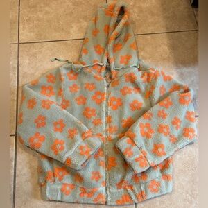 NWT Baeverly Mint green & Neon Orange Fleece Jacket. Size; Large